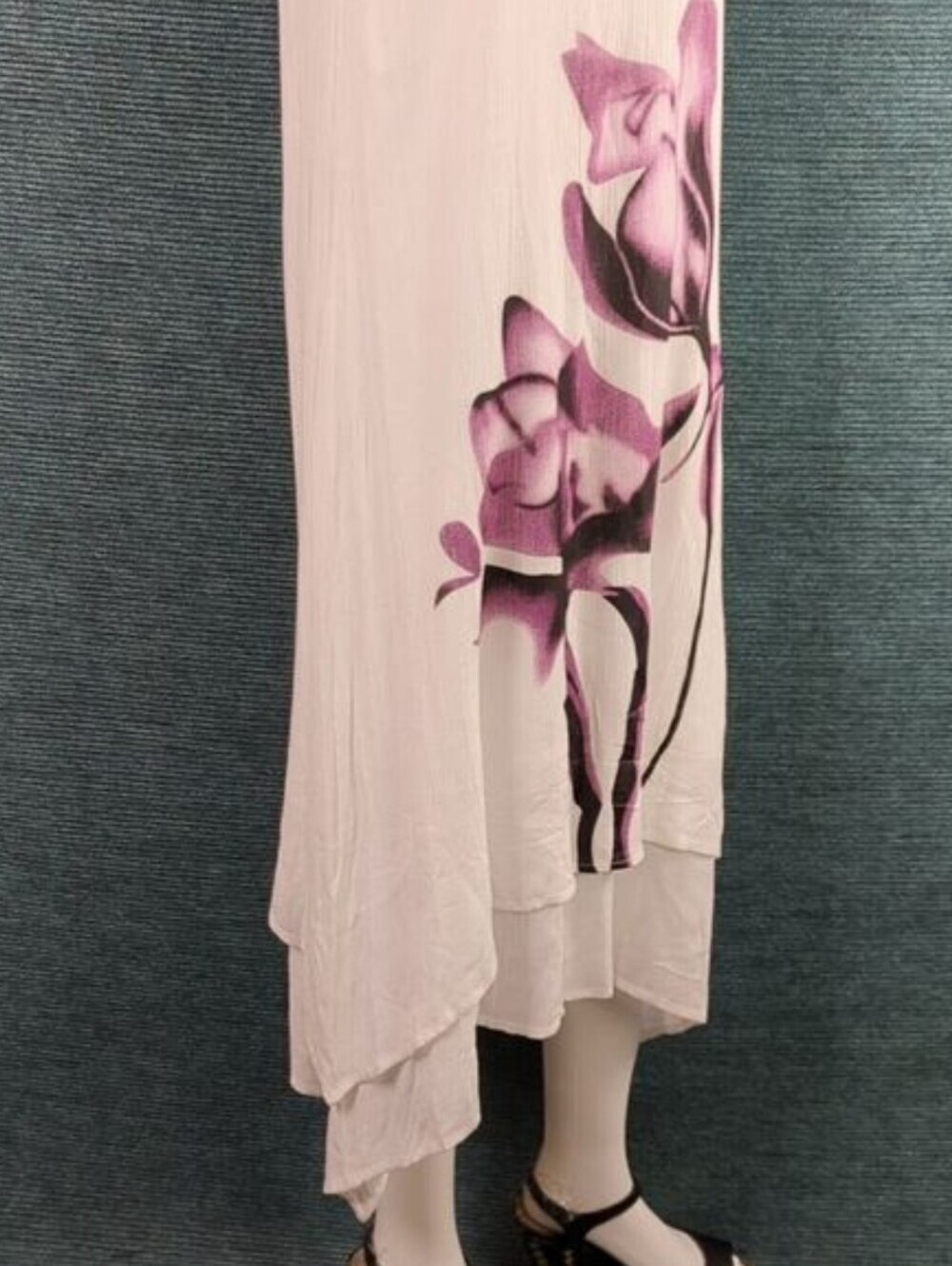 NWT Tendency Gauzy Sleeveless  Midi-Dress Layered Handkerchief Hem - Picture 10 of 15
